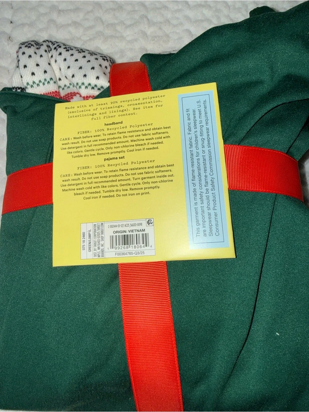 art class Green Kids Pajama Set with Holiday Print